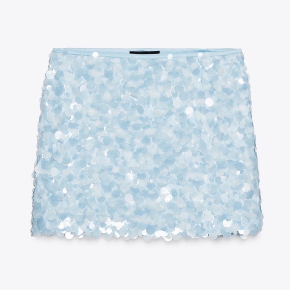 Zara Sequined Light Blue Mini Skirt